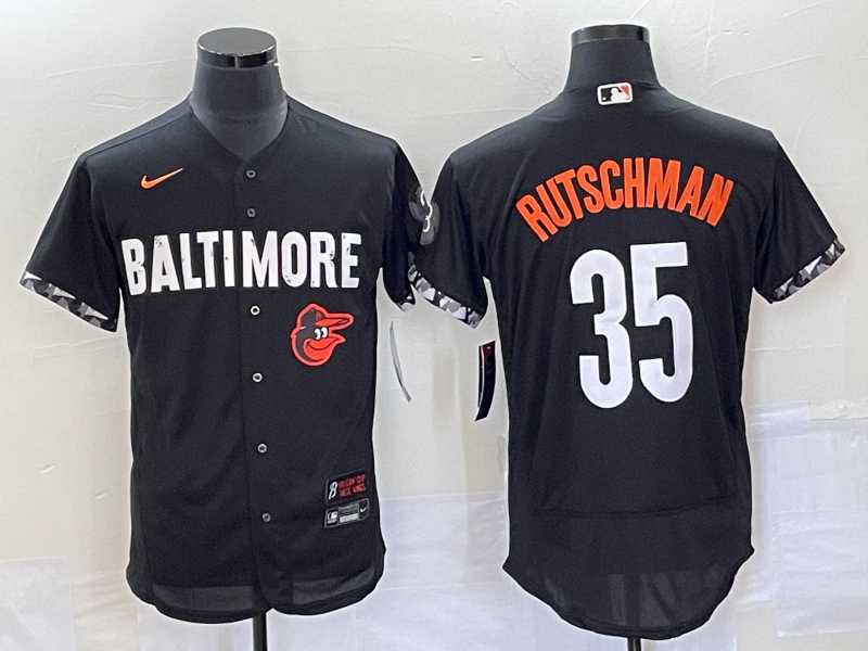 Men%27s Baltimore Orioles #35 Adley Rutschman Black 2023 City Connect Flex Base Stitched Jersey
